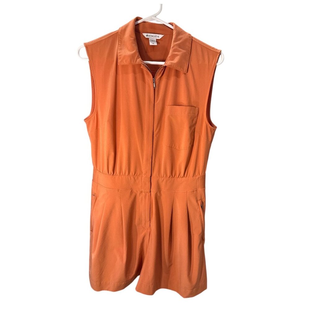 Athleta Orange Sleeveless Zip-Front Romper
